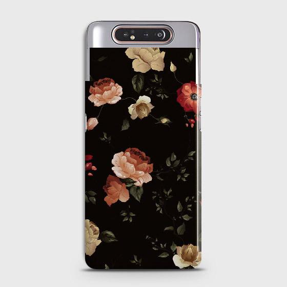 Samsung Galaxy A90 Cover - Matte Finish - Dark Rose Vintage Flowers Printed Hard Case with Life Time Colors Guarantee ( Fast Delivery )