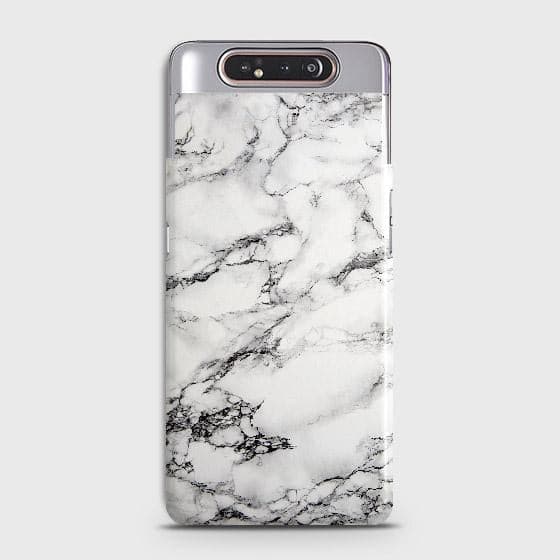 Samsung Galaxy A80 Cover - Matte Finish - Trendy Mysterious White Marble Printed Hard Case with Life Time Colors Guarantee ( Fast Delivery )
