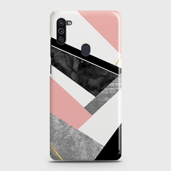 Samsung Galaxy M11 Cover - Matte Finish - Geometric Luxe Marble Trendy Printed Hard Case with Life Time Colors Guarantee ( Fast Delivery )