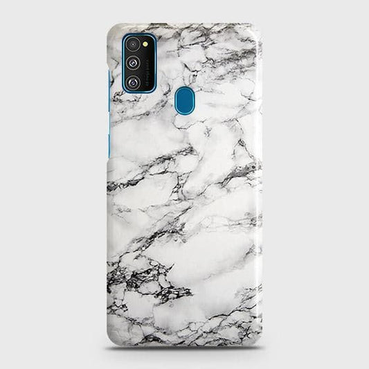Samsung Galaxy M30s Cover - Matte Finish - Trendy Mysterious White Marble Printed Hard Case with Life Time Colors Guarantee ( Fast Delivery )