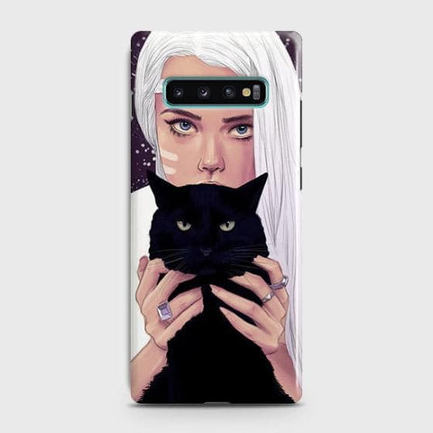 Samsung Galaxy S10 Cover - Trendy Wild Black Cat Printed Hard Case with Life Time Colors Guarantee ( Fast Delivery )