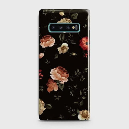 Samsung Galaxy S10 Cover - Matte Finish - Dark Rose Vintage Flowers Printed Hard Case with Life Time Colors Guarantee ( Fast Delivery )