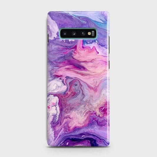 Samsung Galaxy S10 Cover - Chic Blue Liquid Marble Printed Hard Case with Life Time Colors Guarantee ( Fast Delivery )