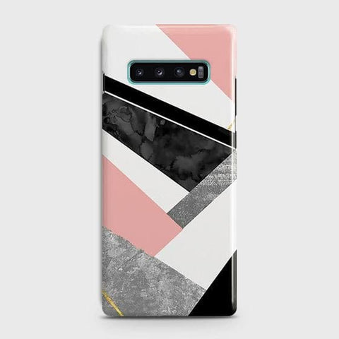 Samsung Galaxy S10 Plus Cover - Matte Finish - Geometric Luxe Marble Trendy Printed Hard Case with Life Time Colors Guarantee ( Fast Delivery )