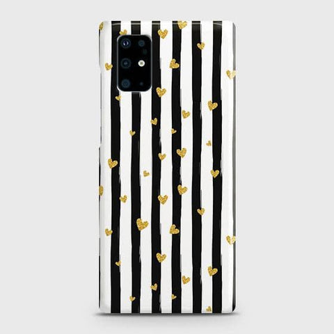 Samsung Galaxy S20 Cover - Trendy Black & White Lining With Golden Hearts Printed Hard Case with Life Time Colors Guarantee ( Fast Delivery )