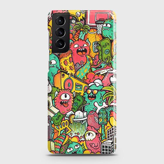 Samsung Galaxy S21 Plus 5G Cover - Matte Finish - Candy Colors Trendy Sticker collage Printed Hard Case with Life Time Colors Guarantee (Fast Delivery)