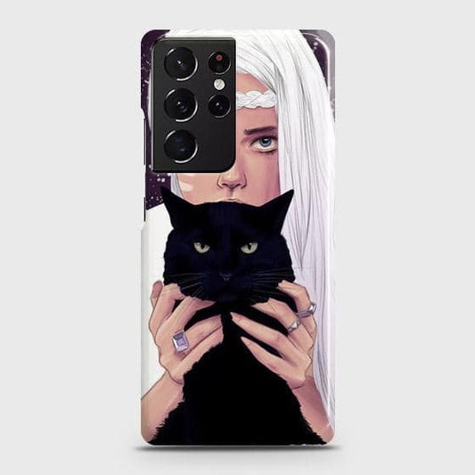 Samsung Galaxy S21 Ultra 5G Cover - Trendy Wild Black Cat Printed Hard Case with Life Time Colors Guarantee ( Fast Delivery )