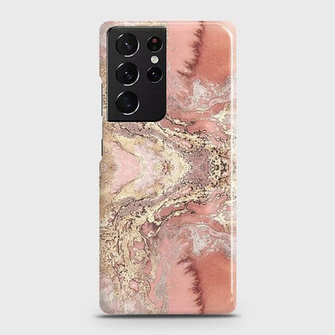 Samsung Galaxy S21 Ultra 5G Cover - Trendy Chic Rose Gold Marble Printed Hard Case with Life Time Colors Guarantee ( Fast Delivery )