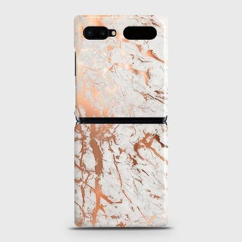 Samsung Galaxy Z Flip Cover - In Chic Rose Gold Chrome Style Printed Hard Case with Life Time Colors Guarantee ( Fast Delivery )