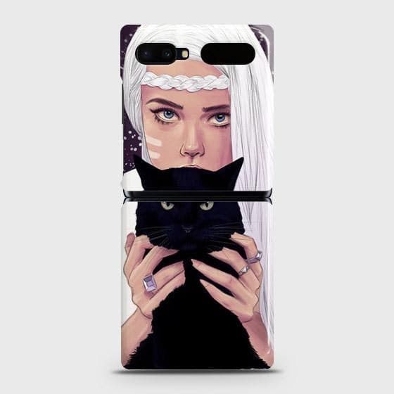 Samsung Galaxy Z Flip Cover - Trendy Wild Black Cat Printed Hard Case with Life Time Colors Guarantee ( Fast Delivery )
