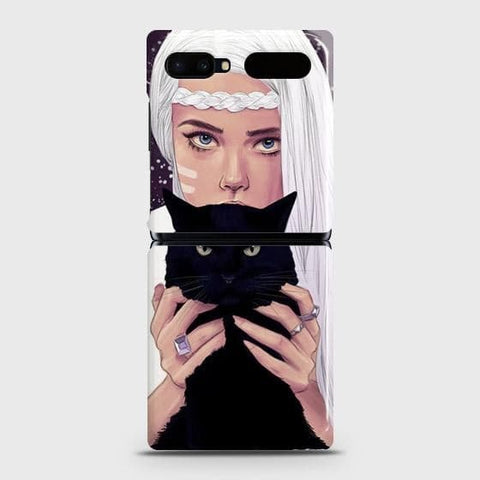 Samsung Galaxy Z Flip Cover - Trendy Wild Black Cat Printed Hard Case with Life Time Colors Guarantee ( Fast Delivery )