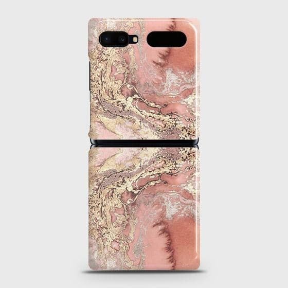 Samsung Galaxy Z Flip Cover - Trendy Chic Rose Gold Marble Printed Hard Case with Life Time Colors Guarantee ( Fast delivery )