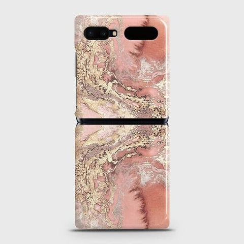 Samsung Galaxy Z Flip Cover - Trendy Chic Rose Gold Marble Printed Hard Case with Life Time Colors Guarantee ( Fast delivery )