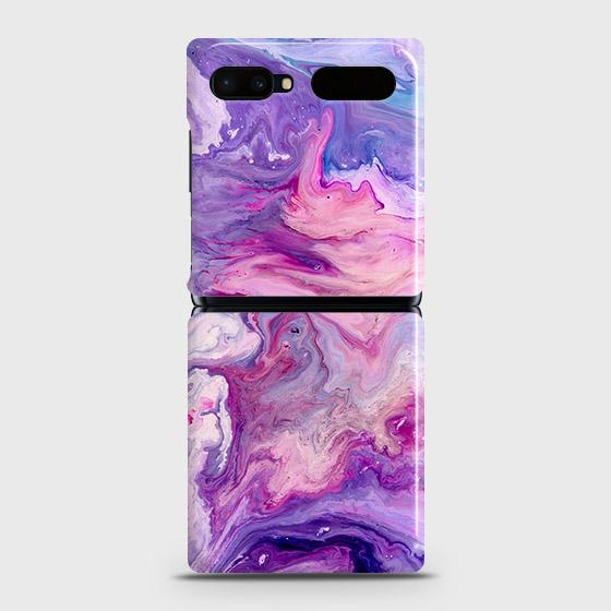 Samsung Galaxy Z Flip Cover - Chic Blue Liquid Marble Printed Hard Case with Life Time Colors Guaranteeb54 ( Fast Delivery )