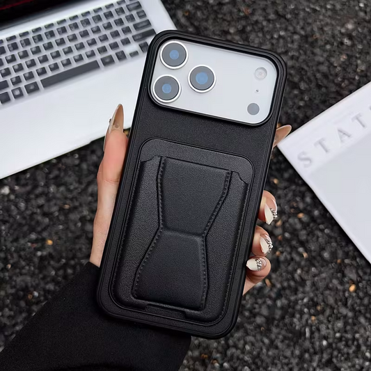 iPhone 17 Pro Max Cover - Black - New Protective Case with Card Holder And Bracket Stand Holder
