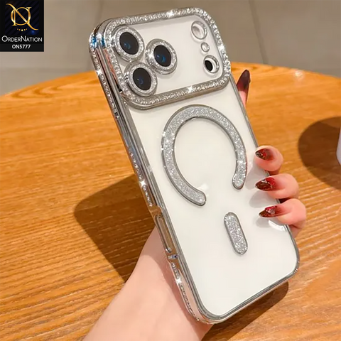 iPhone 17 Pro Max Cover - Silver - New Diamond Blingy Magsafe Clear Case