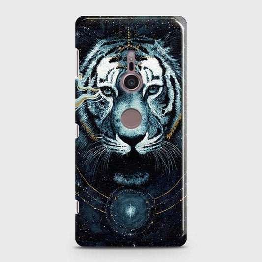 Sony Xperia XZ3 Cover - Vintage Galaxy Tiger Printed Hard Case with Life Time Colors Guarantee ( Fast Delivery )