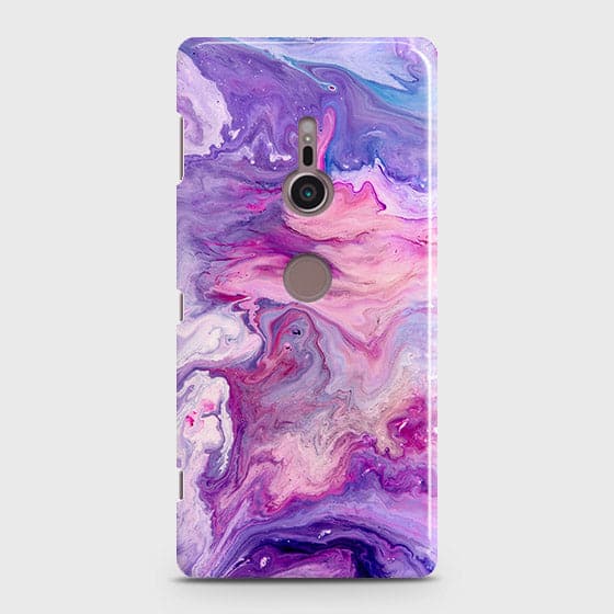 Sony Xperia XZ3 Cover - Chic Blue Liquid Marble Printed Hard Case with Life Time Colors Guarantee ( Fast Delivery )
