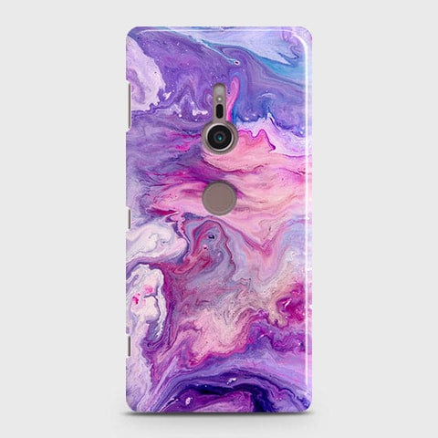 Sony Xperia XZ3 Cover - Chic Blue Liquid Marble Printed Hard Case with Life Time Colors Guarantee ( Fast Delivery )