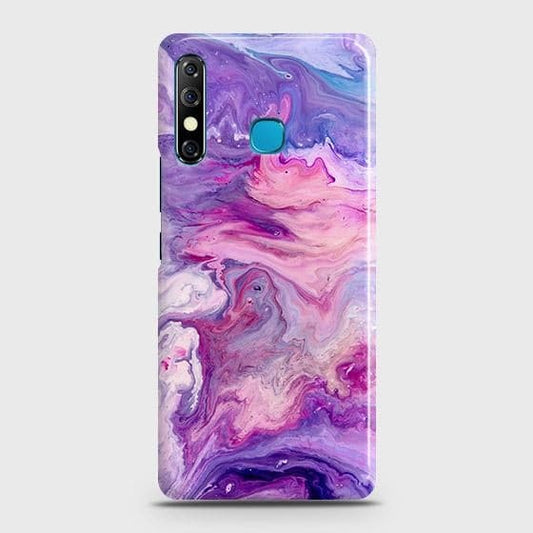 Tecno Camon 12 Cover - Chic Blue Liquid Marble Printed Hard Case with Life Time Colors Guarantee ( Fast Delivery )