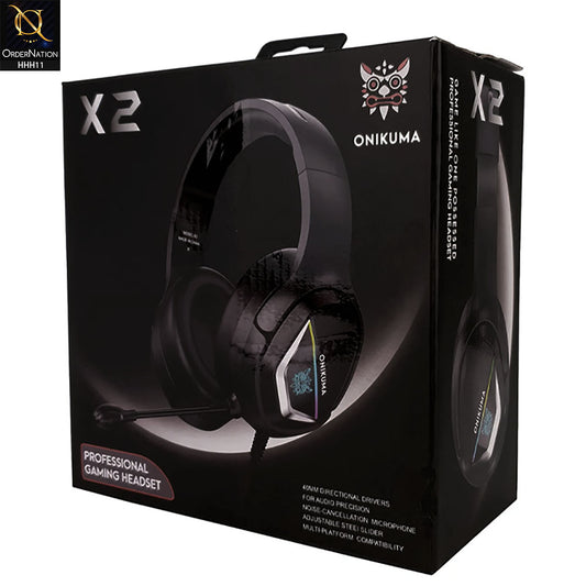 ONIKUMA X2 Gaming Headset RGB Lights 40mm Driver 3D Stereo Surround Sound Noise Reduction Microphone for PS3/4 Xbox PC ( Not Wireless/Bluetooth )