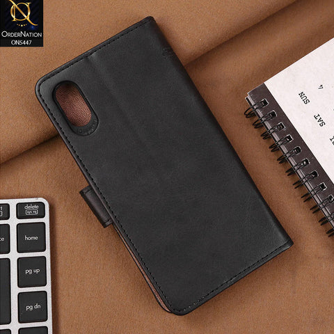 iPhone iPhone X Max Cover - Black - Premium Leather Megantic Flip Book Covers With Card Holding Option