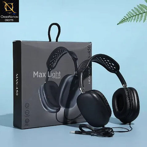 Gaming Headset with Microphone Max Light Weight Max-450 With Mic - Black - ( Not Wireless/Bluetooth )