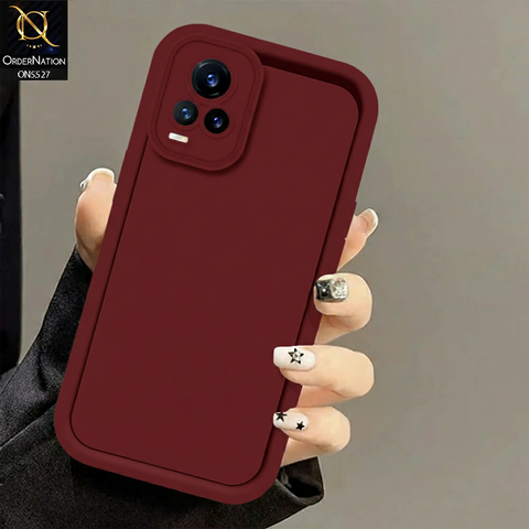Vivo V21e Cover - Maroon - Soft Silicone Case With Round Bumper Matte TPU Shockproof Cover