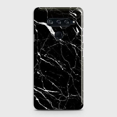 LG V40 ThinQ Cover - Trendy Black Marble Printed Hard Case with Life Time Colors Guarantee ( Fast Delivery )