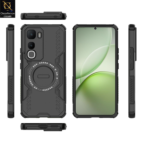 Vivo Y400 Cover - Black - New Cooling Non-Slip Shockproof Magsafe Full Coverage Back Cover