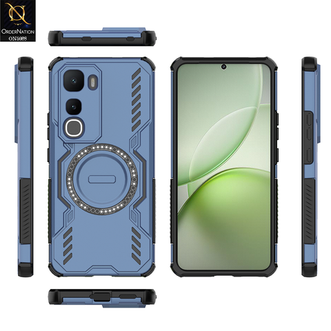 Vivo Y400 4G Cover - Blue - New Cooling Non-Slip Shockproof Magsafe Full Coverage Back Cover