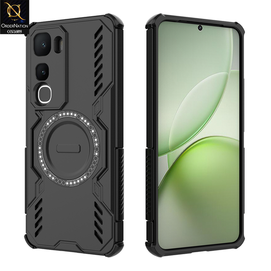 Vivo Y400 Cover - Black - New Cooling Non-Slip Shockproof Magsafe Full Coverage Back Cover