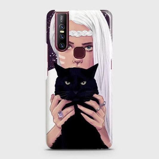 VIVO V15 Cover - Trendy Wild Black Cat Printed Hard Case with Life Time Colors Guarantee (Fast Delivery)