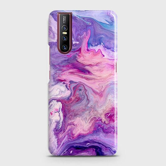 Vivo V15 Pro Cover - Chic Blue Liquid Marble Printed Hard Case with Life Time Colors Guarantee ( Fast Delivery )