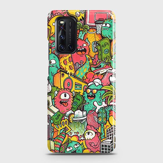Vivo V19 Cover - Matte Finish - Candy Colors Trendy Sticker Collage Printed Hard Case with Life Time Colors Guarantee ( Fast Delivery )