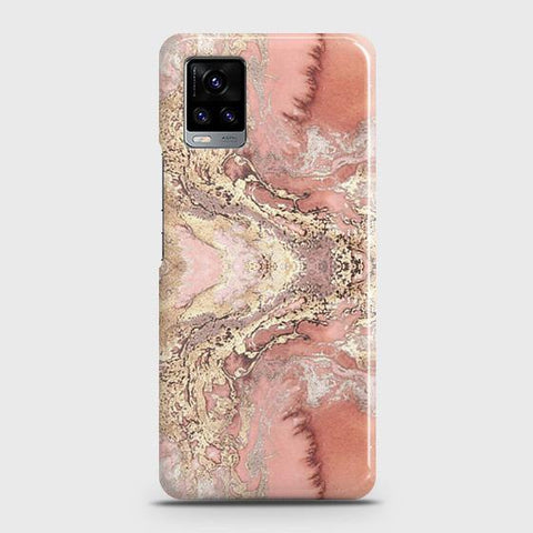 Vivo V20 Cover - Trendy Chic Rose Gold Marble Printed Hard Case with Life Time Colors Guarantee ( Fast Delivery )
