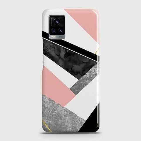 Vivo V20 Cover - Matte Finish - Geometric Luxe Marble Trendy Printed Hard Case with Life Time Colors Guarantee ( Fast Delivery )