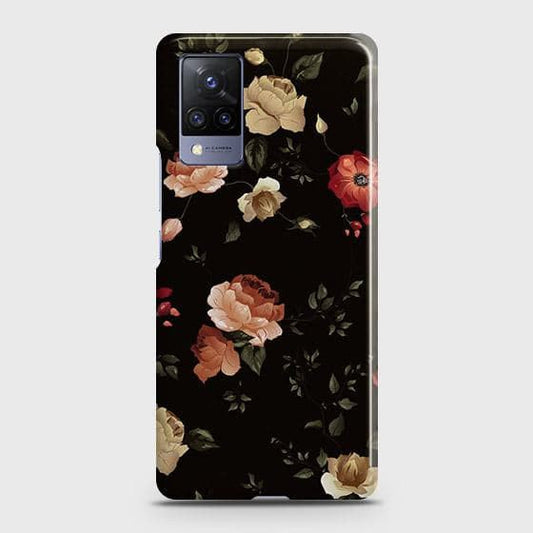 Vivo V21s Cover - Matte Finish - Dark Rose Vintage Flowers Printed Hard Case with Life Time Colors Guarantee b62 ( Fast Delivery )