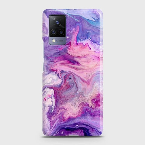 Vivo V21 Cover - Chic Blue Liquid Marble Printed Hard Case with Life Time Colors Guarantee B (29) 1 ( Fast Delivery )
