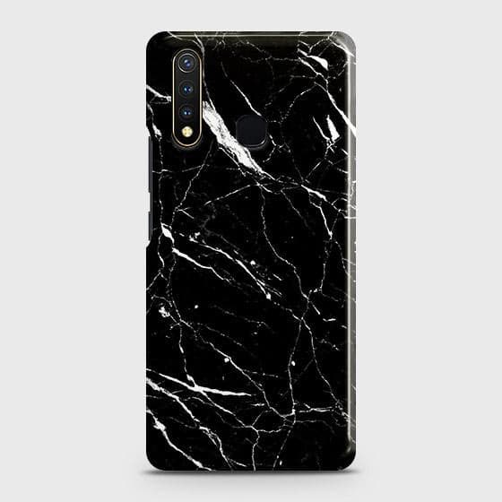 Vivo Y19 Cover - Trendy Black Marble Printed Hard Case with Life Time Colors Guarantee(2) ( Fast Delivery )