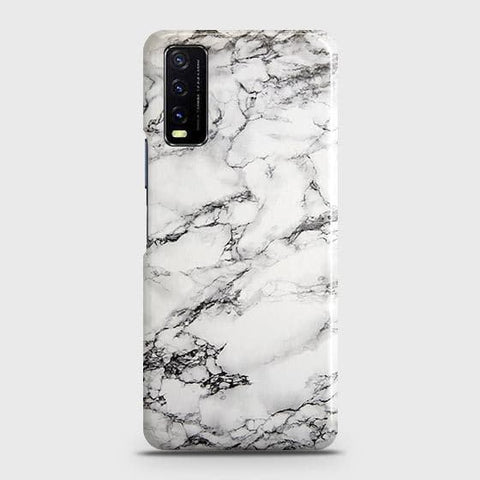 Vivo Y12s Cover - Matte Finish - Trendy Mysterious White Marble Printed Hard Case with Life Time Colors Guarantee ( Fast Delivery )