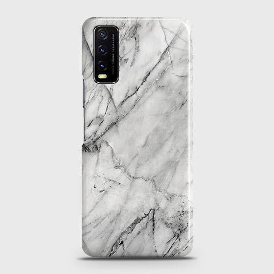 Vivo Y20i Cover - Matte Finish - Trendy White Marble Printed Hard Case with Life Time Colors Guarantee ( Fast Delivery )