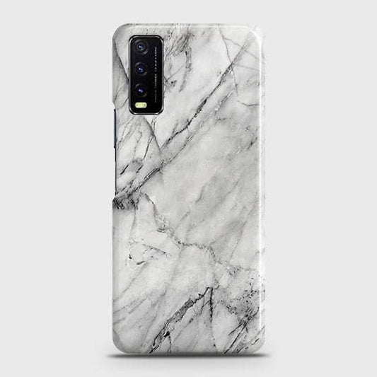 Vivo Y20i Cover - Matte Finish - Trendy White Marble Printed Hard Case with Life Time Colors Guarantee ( Fast Delivery )