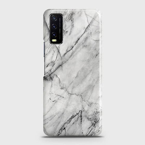 Vivo Y20i Cover - Matte Finish - Trendy White Marble Printed Hard Case with Life Time Colors Guarantee ( Fast Delivery )