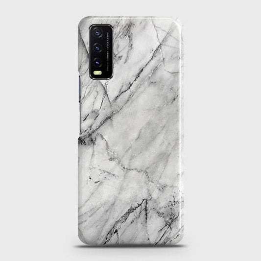Vivo Y20s Cover - Matte Finish - Trendy White Marble Printed Hard Case with Life Time Colors Guarantee ( Fast Delivery )