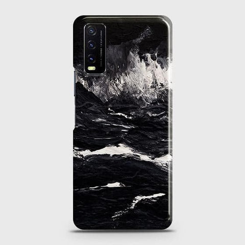 Vivo Y20i Cover - Black Ocean Marble Trendy Printed Hard Case with Life Time Colors Guarantee b47 ( Fast Delivery )