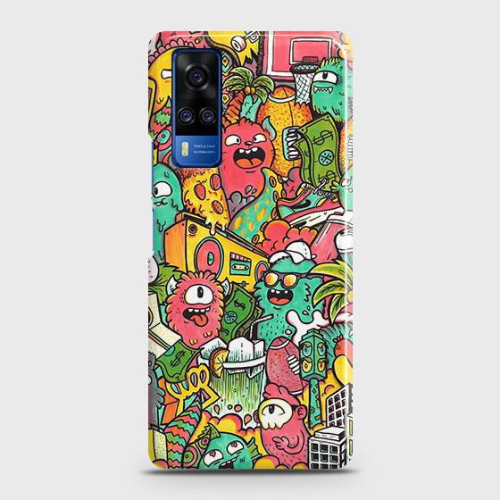 Vivo Y31 Cover - Matte Finish - Candy Colors Trendy Sticker Collage Printed Hard Case with Life Time Colors Guarantee(B30) ( Fast Delivery )