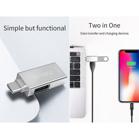 Wiwu T02 Type-C to 2 x 3.0 USB - Silver