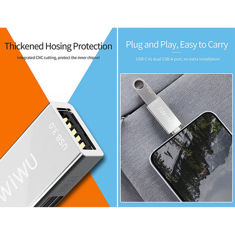 Wiwu T02 Type-C to 2 x 3.0 USB - Silver