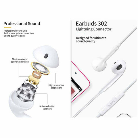 Wiwu 302 Lightning In-Ear Earbuds Handsfree - White